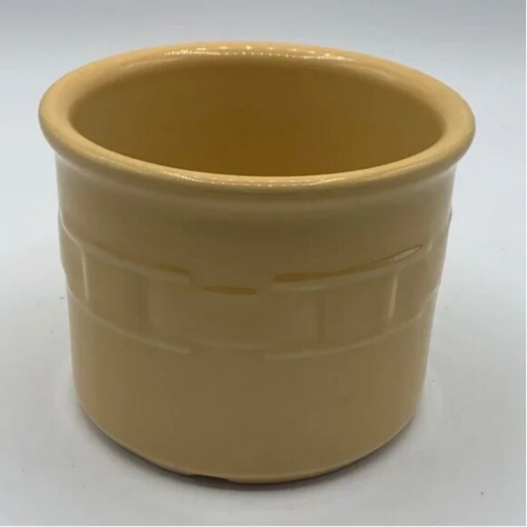 Longaberger Pottery Woven Traditions Butternut Yellow 1 Pint Crock Canister - Picture 2 of 6